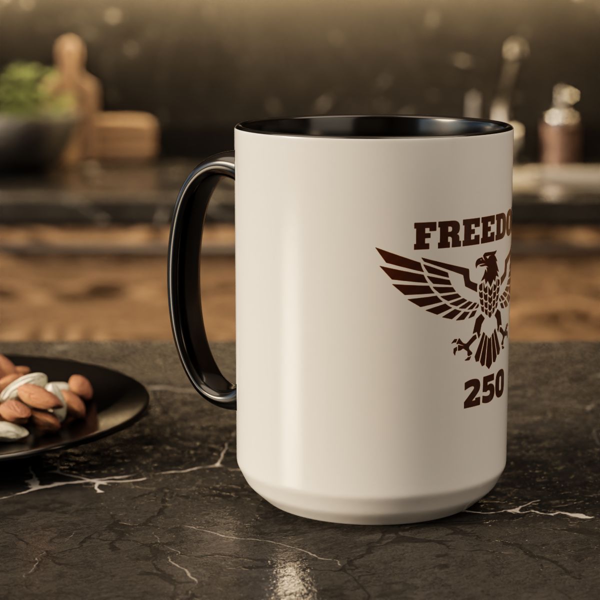 Freedom 250 Eagle Mug — Patriotic Coffee Cup (15oz) — Black